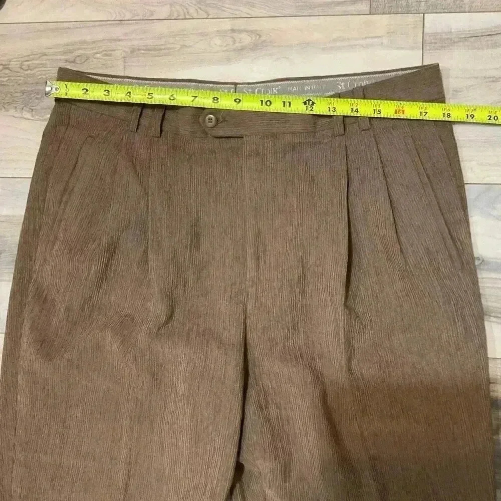 St. Croix Made in Italy Corduroy Men’s Pants Size 36 , pleated and rolled cuffs - Picture 6 of 11